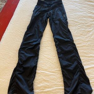 Lululemon mid rise dance studio pants.  Unlined, size 2Long (34” inseam)